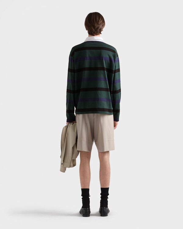 롱 슬리브 코튼 폴로 셔츠 - 빌리어드 그린/네이비 블루 롱 슬리브 코튼 폴로 셔츠 - 빌리어드 그린/네이비 블루