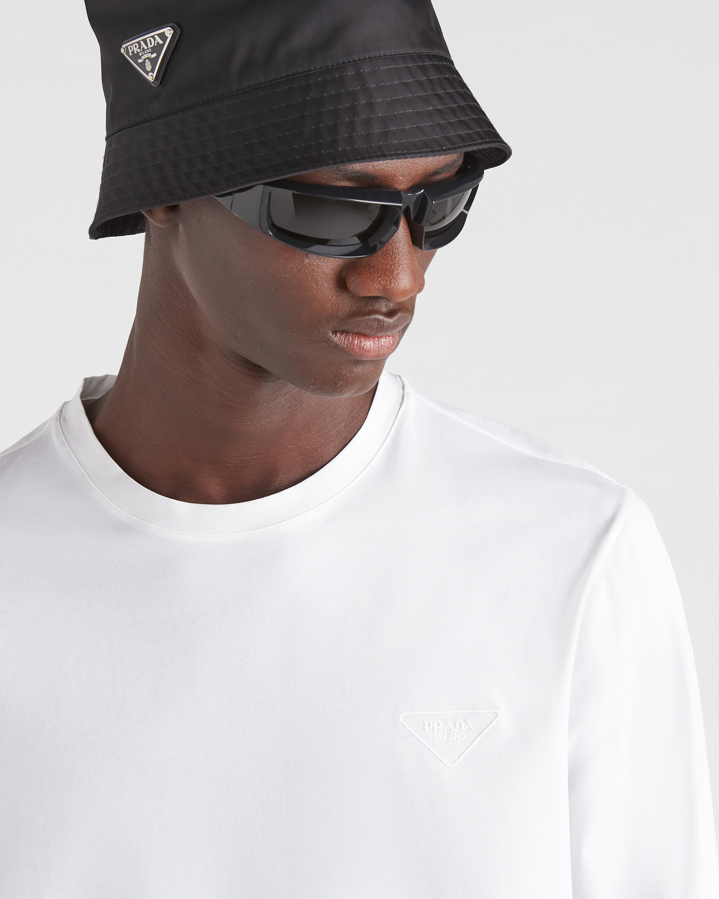 ホワイト ストレッチコットン Tシャツ | PRADA