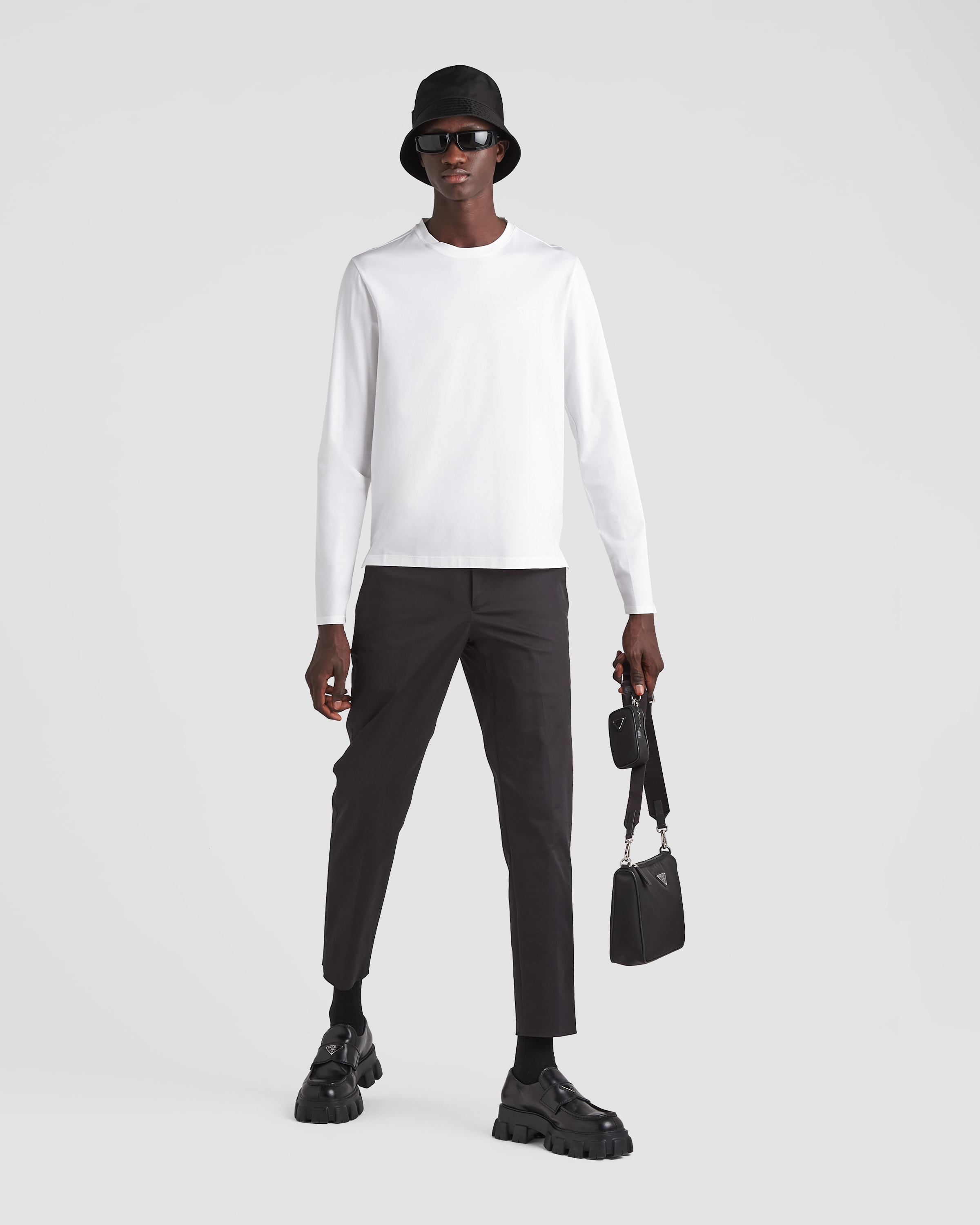 ホワイト ストレッチコットン Tシャツ | PRADA