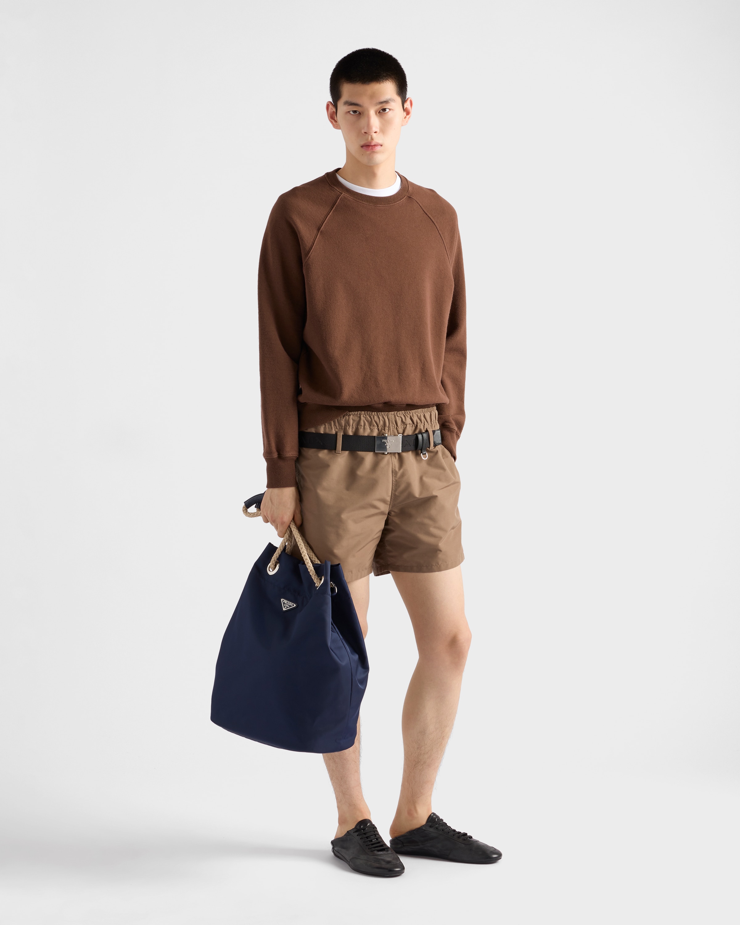 PRADA 直営店より 半袖 コットン フリース スウェット シャツ PRADA 直営店より 半袖 コットン フリース スウェット シャツ