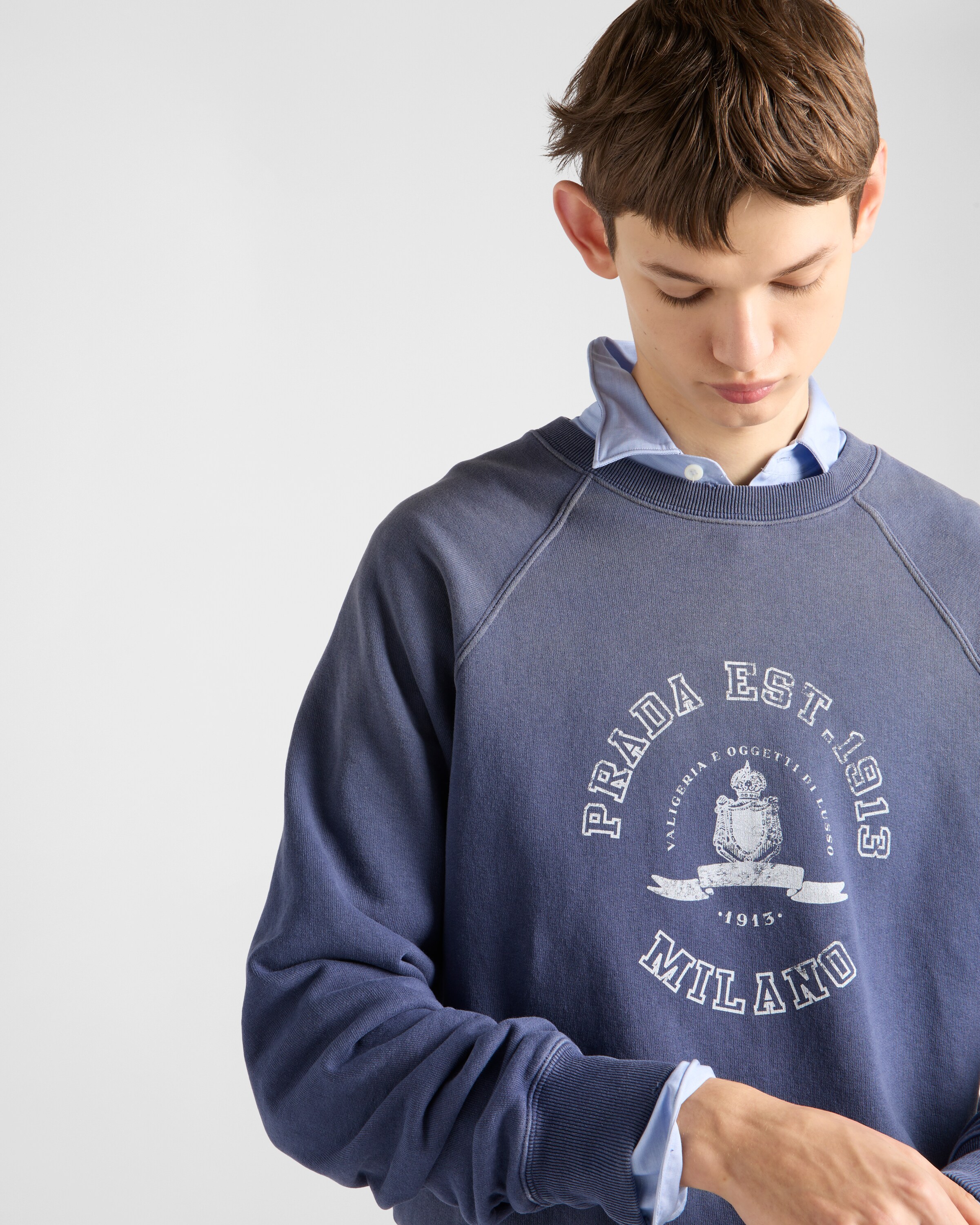Navy Cotton fleece sweatshirt | PRADA