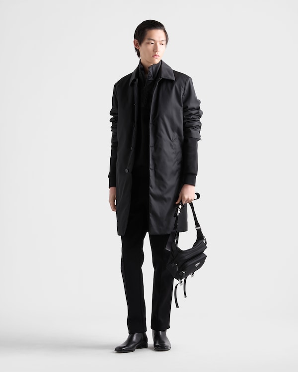 Cotton fleece zipper jacket with Re-Nylon details - Black/Black Cotton fleece zipper jacket with Re-Nylon details - Black/Black