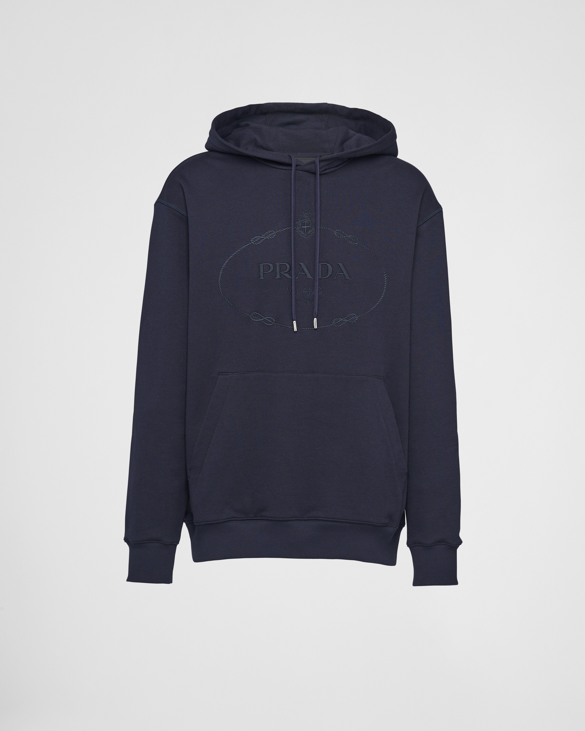 Navy Cotton Fleece Hoodie PRADA