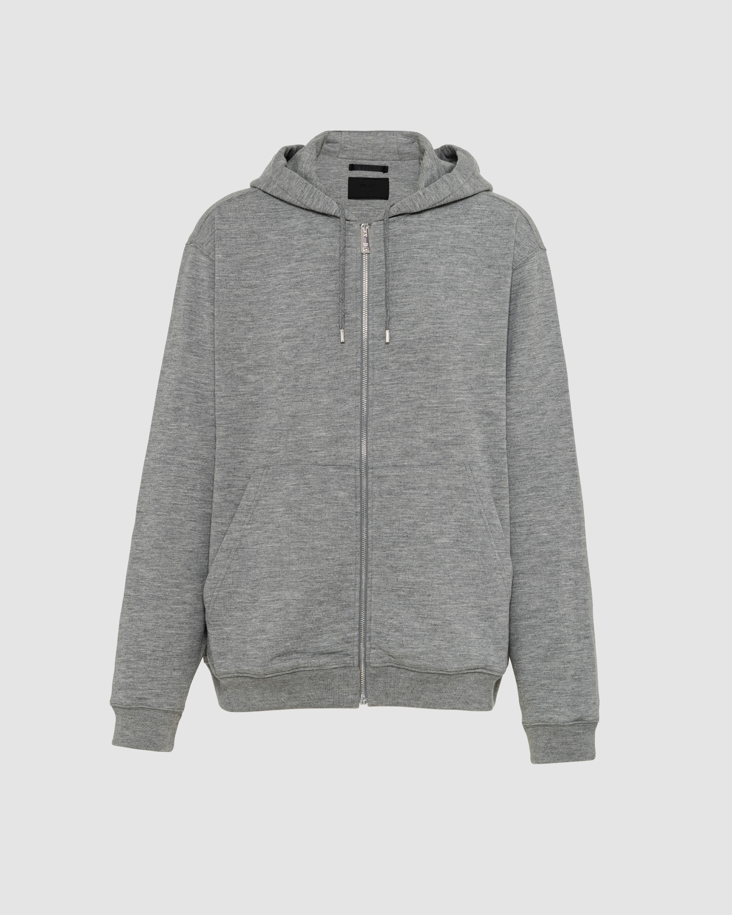 Prada Cashmere Blend Cardigan Hoodie In Grey