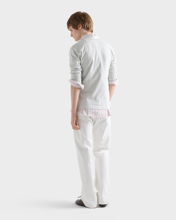 Long-sleeved cotton polo shirt - Ice Long-sleeved cotton polo shirt - Ice