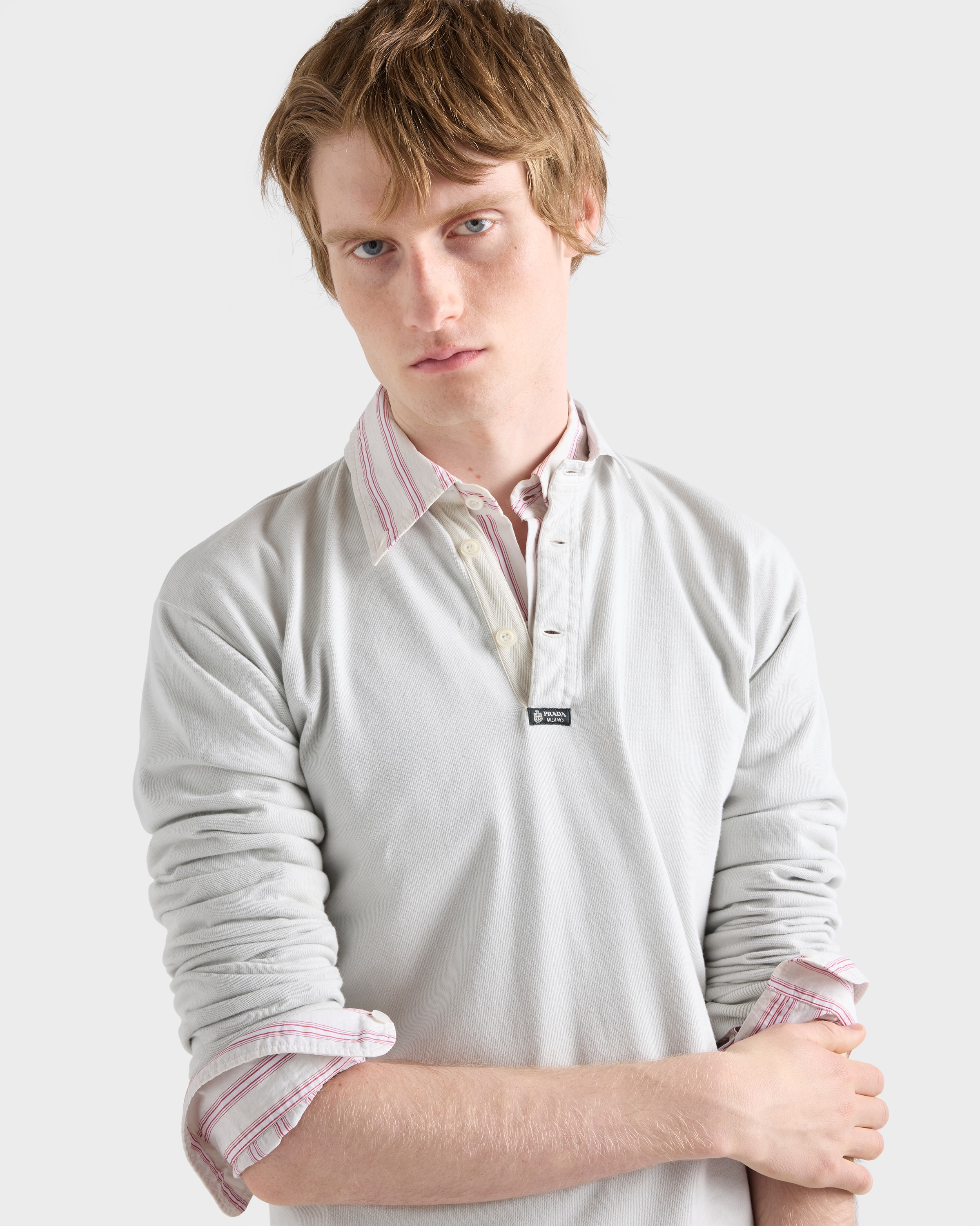 Ice Long-sleeved cotton polo shirt | PRADA - Netherlands