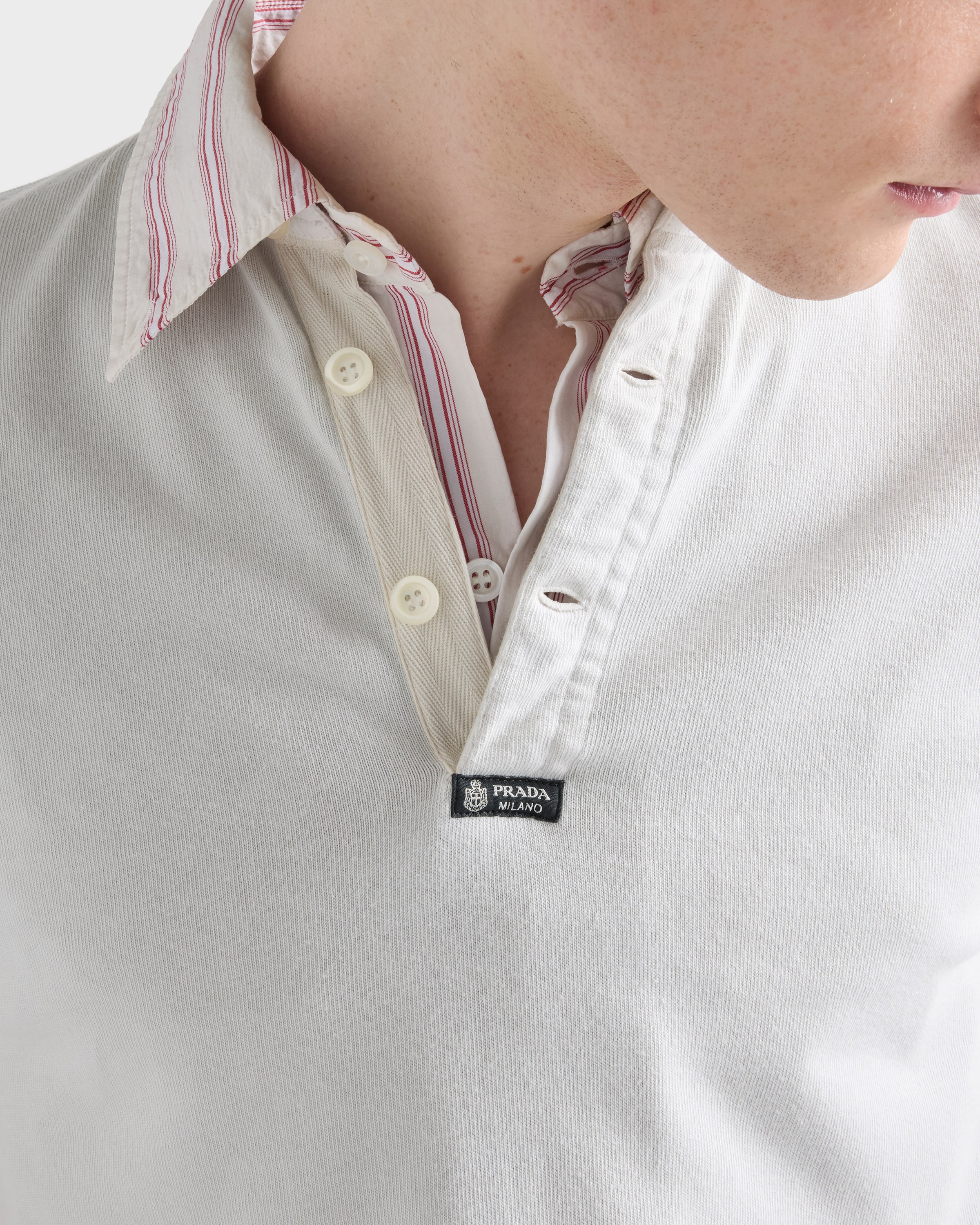 Ice Long-sleeved cotton polo shirt | PRADA - Netherlands