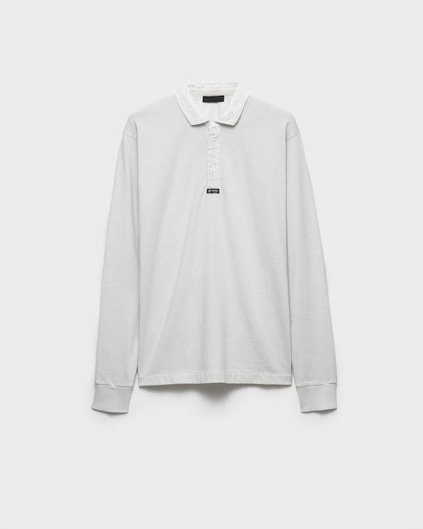Long-sleeved cotton polo shirt - Ice Long-sleeved cotton polo shirt - Ice