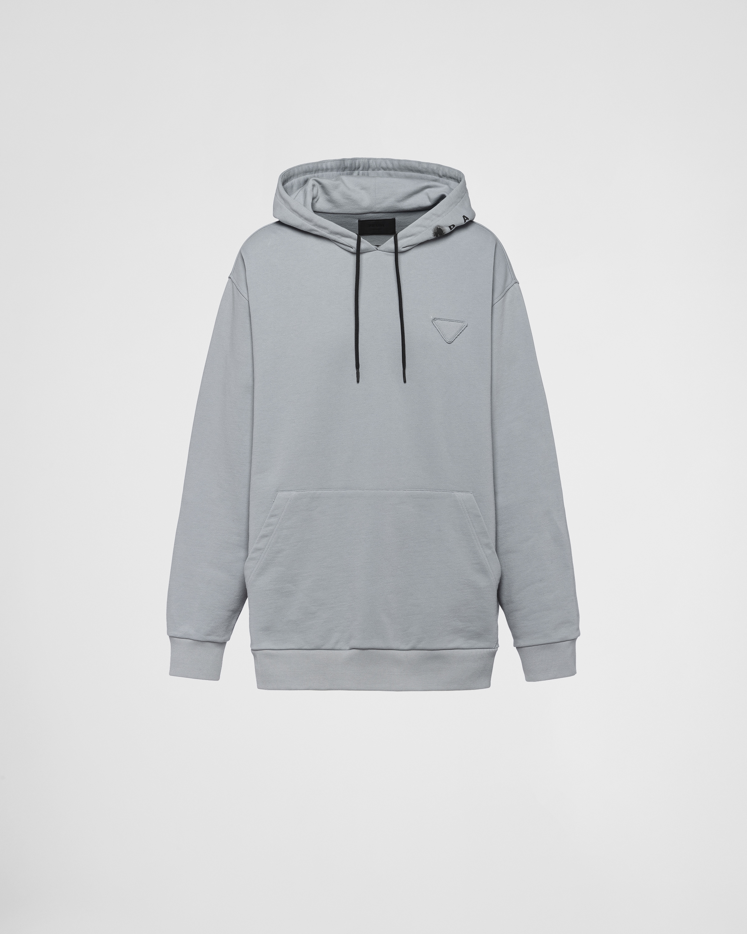 Steel Gray Printed cotton fleece hoodie 