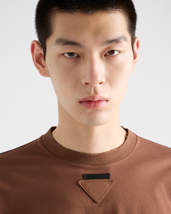 Long-sleeved cotton T-shirt - Tobacco Long-sleeved cotton T-shirt - Tobacco