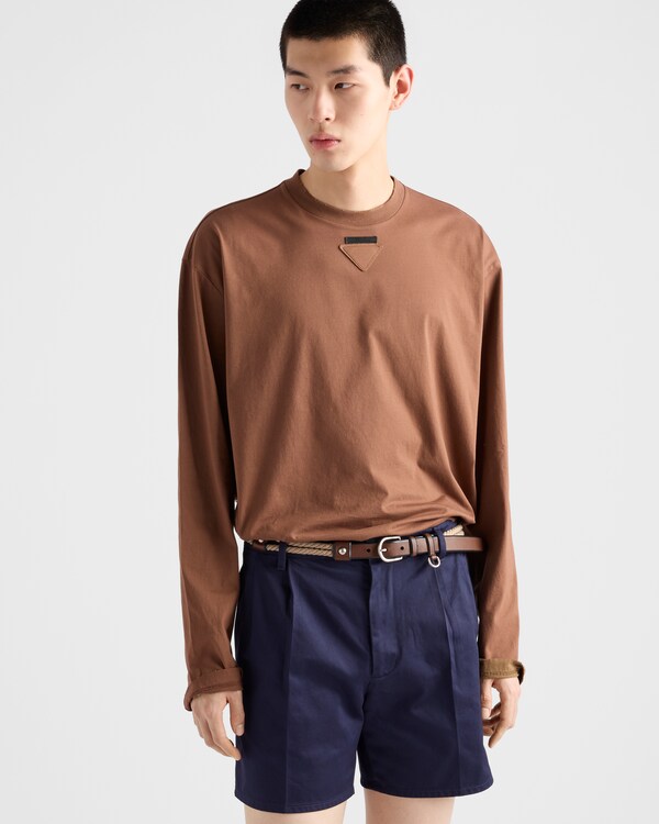 Long-sleeved cotton T-shirt - Tobacco Long-sleeved cotton T-shirt - Tobacco