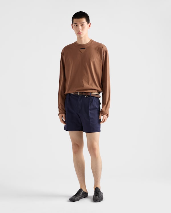 Long-sleeved cotton T-shirt - Tobacco Long-sleeved cotton T-shirt - Tobacco