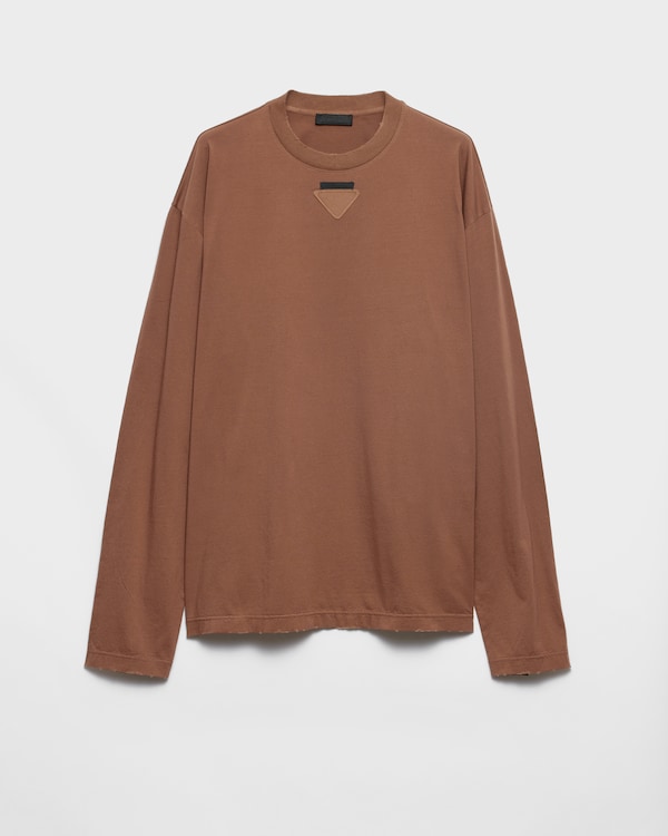 【大人気】PRADA◆ストレッチコットン 長袖Tシャツ ロゴ ロンT プラダ PRADA メンズ トップス ロンT Tシャツ 長袖 ロングT