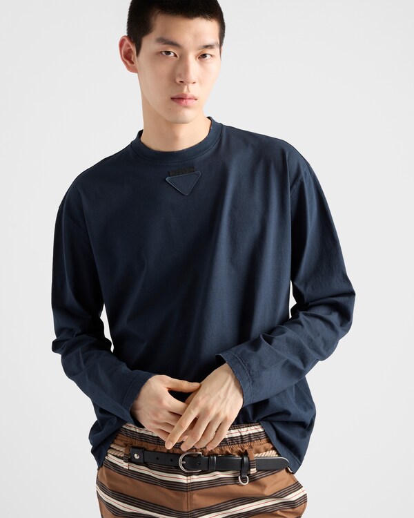 T-shirt en coton à manches longues - Bleu Baltique T-shirt en coton à manches longues - Bleu Baltique