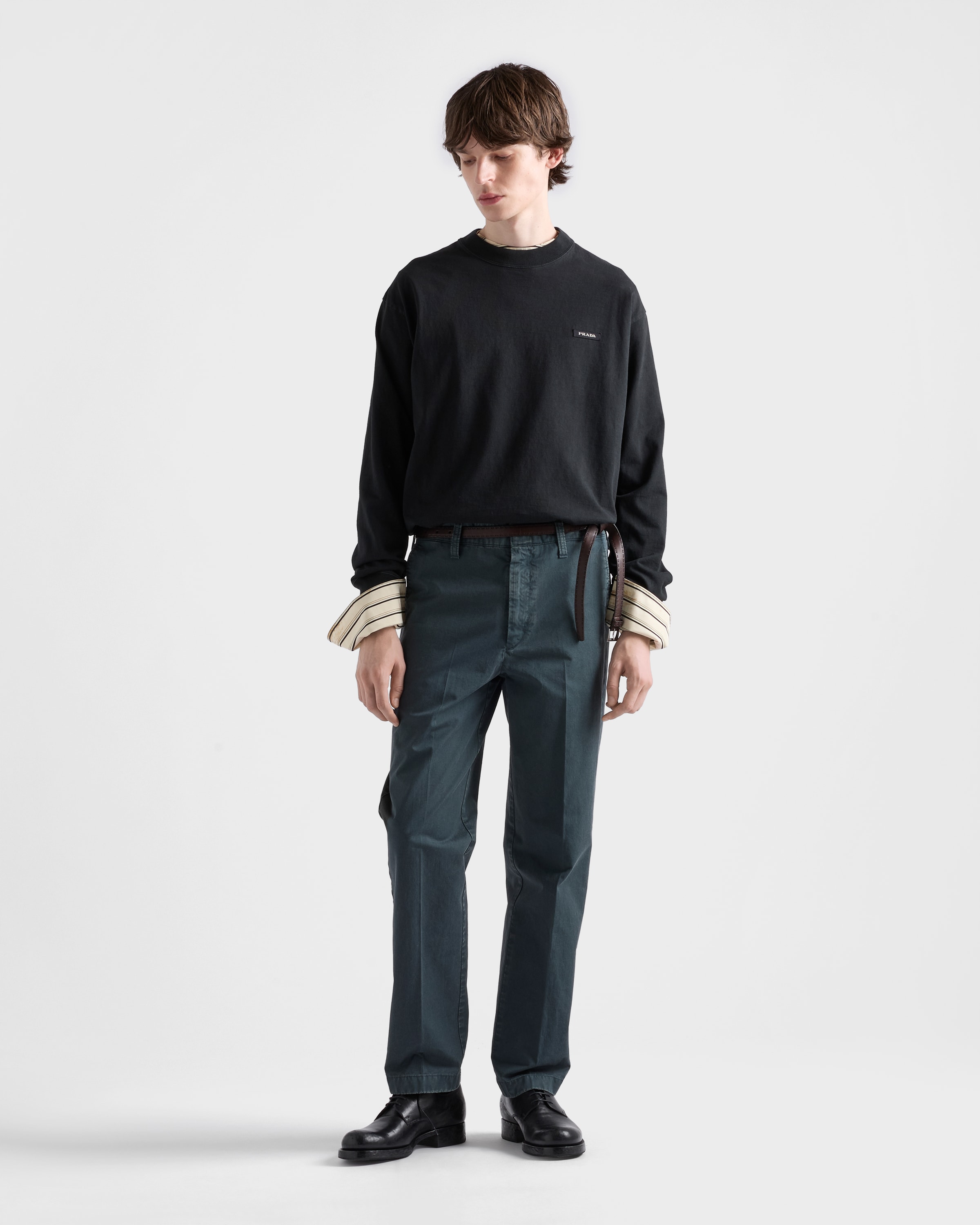 ブラック 長袖 コットン Tシャツ | PRADA - 日本