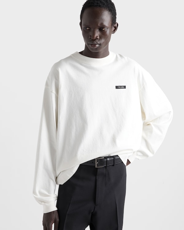 Long-sleeved cotton T-shirt - White Long-sleeved cotton T-shirt - White