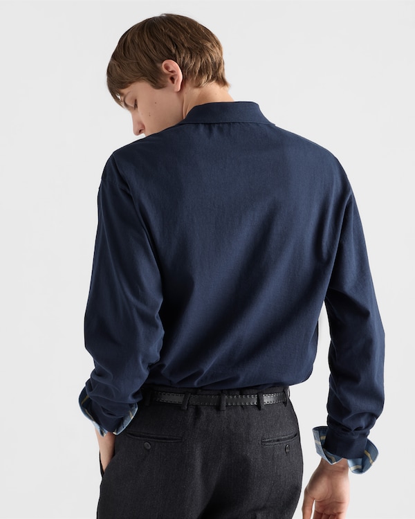 Long-sleeved cotton polo shirt - Navy Long-sleeved cotton polo shirt - Navy