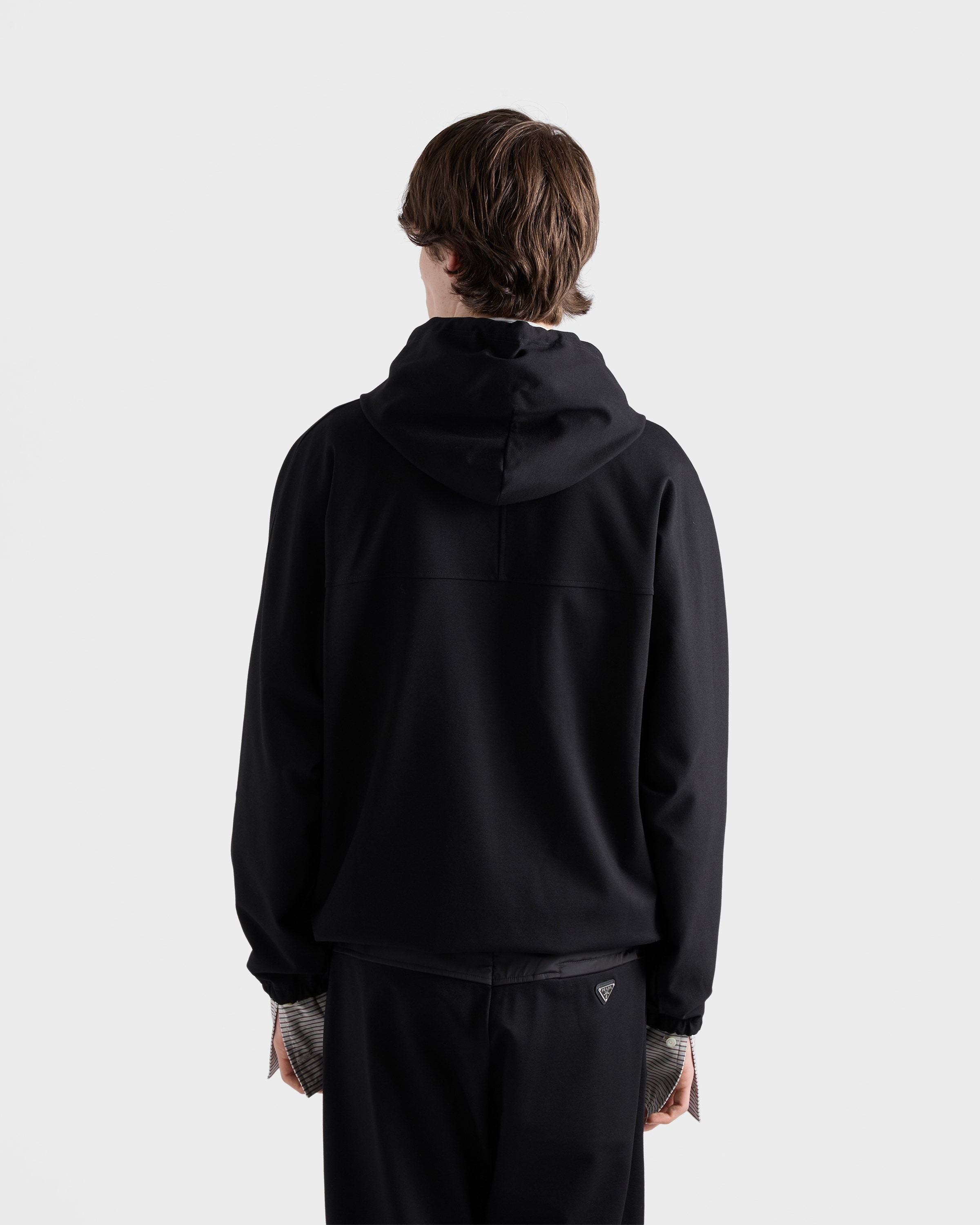 Black Technical Fleece Hoodie Jacket | PRADA - United States