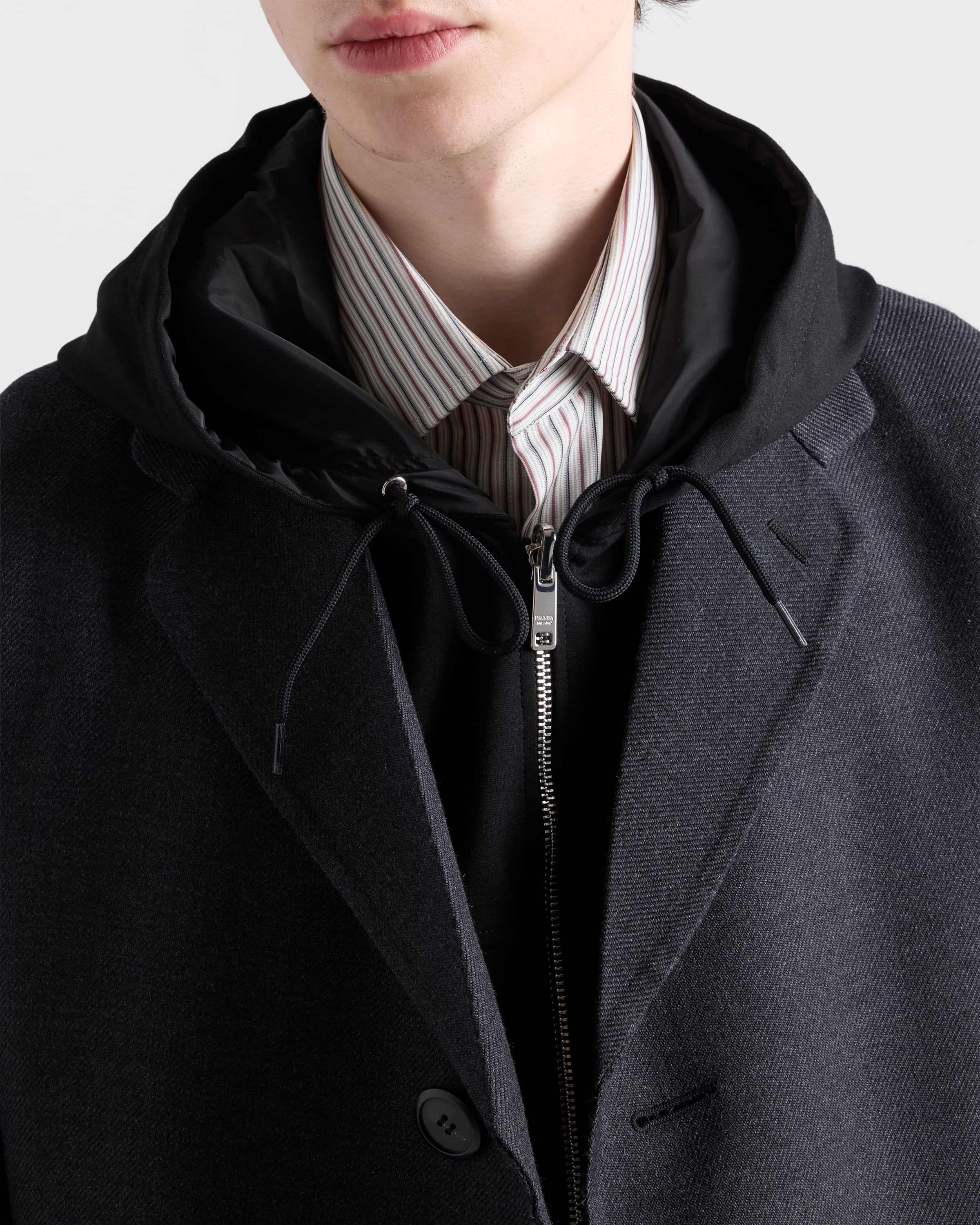 Black Technical Fleece Hoodie Jacket | PRADA - United States