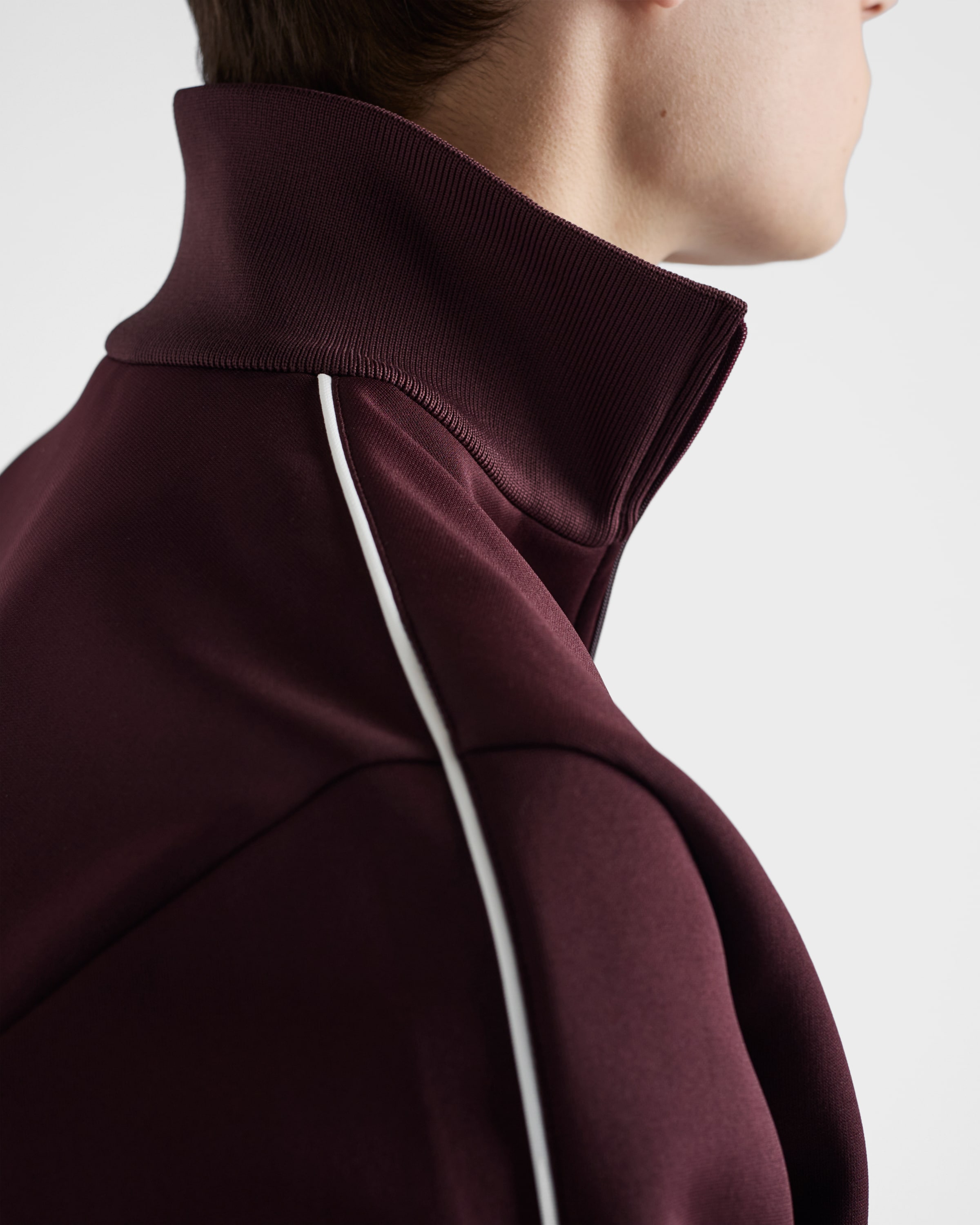 Prada Stripe-detail Zip-fastening Track Jacket In Burgundy