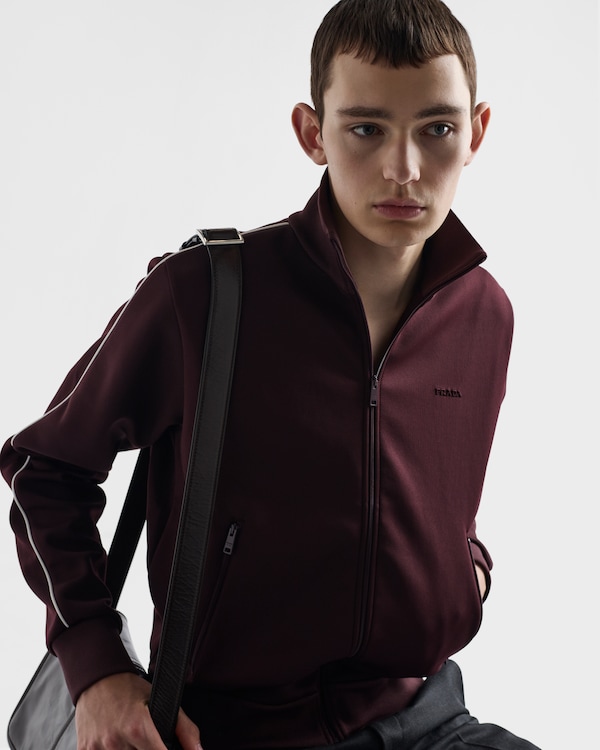 Zippered technical fabric track jacket - Garnet Zippered technical fabric track jacket - Garnet