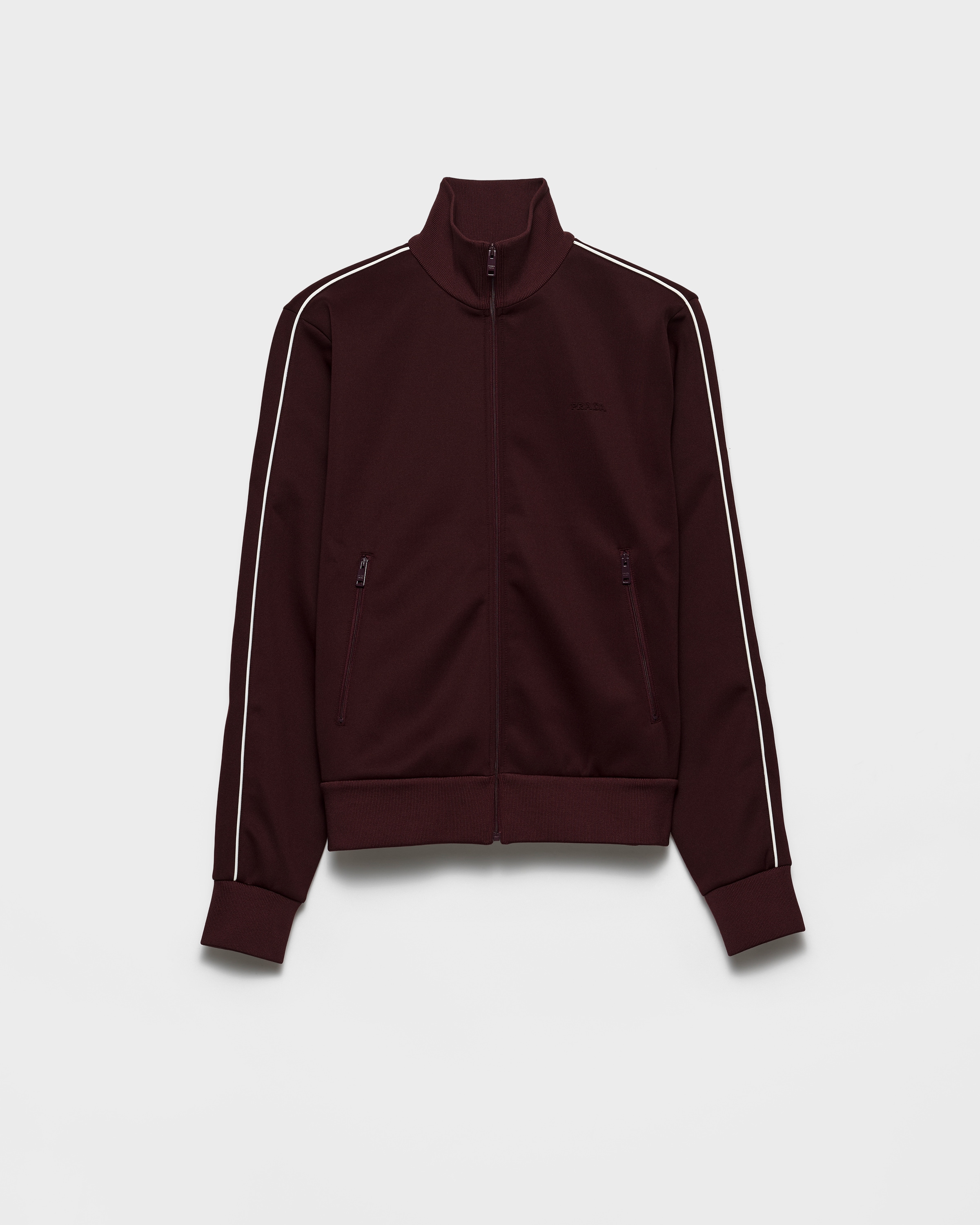 Prada Stripe-detail Zip-fastening Track Jacket In Burgundy