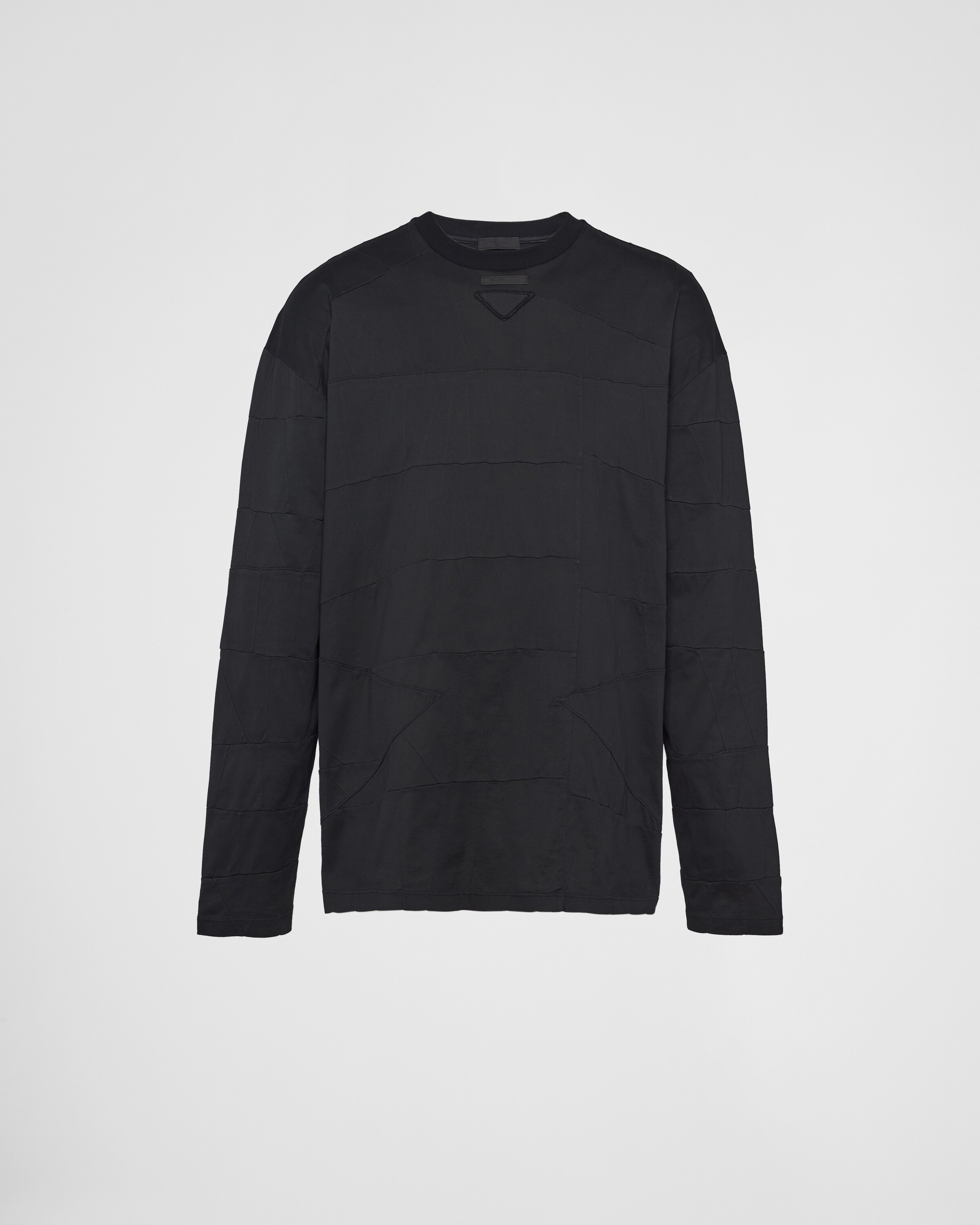 Prada Long-sleeved Cotton T-shirt In Schwarz