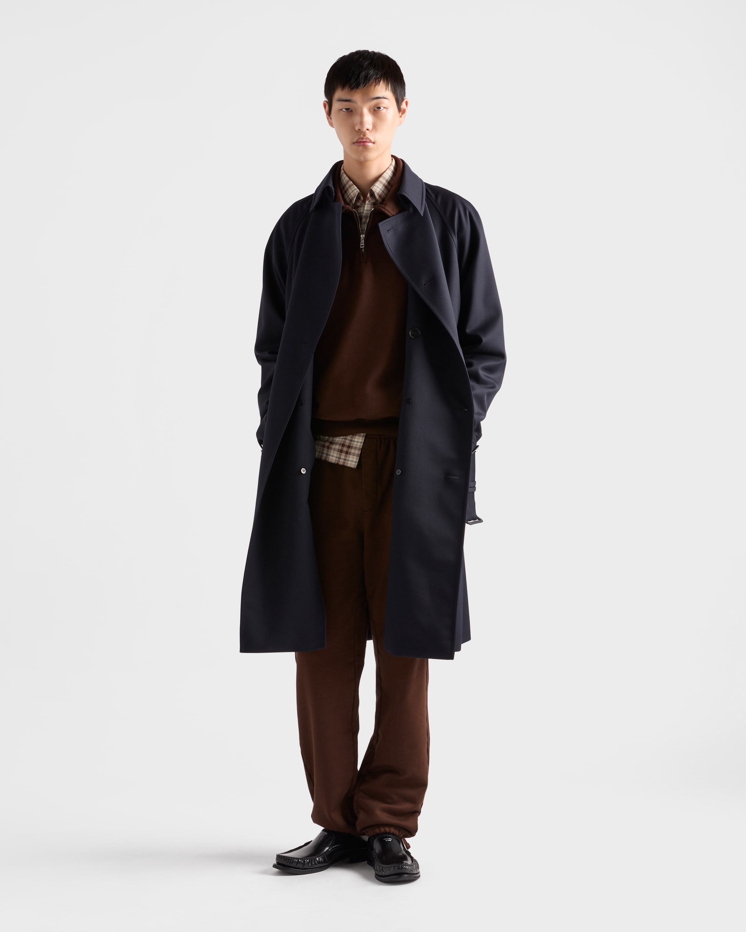 Prada Cotton Fleece Polo Shirt In Brown