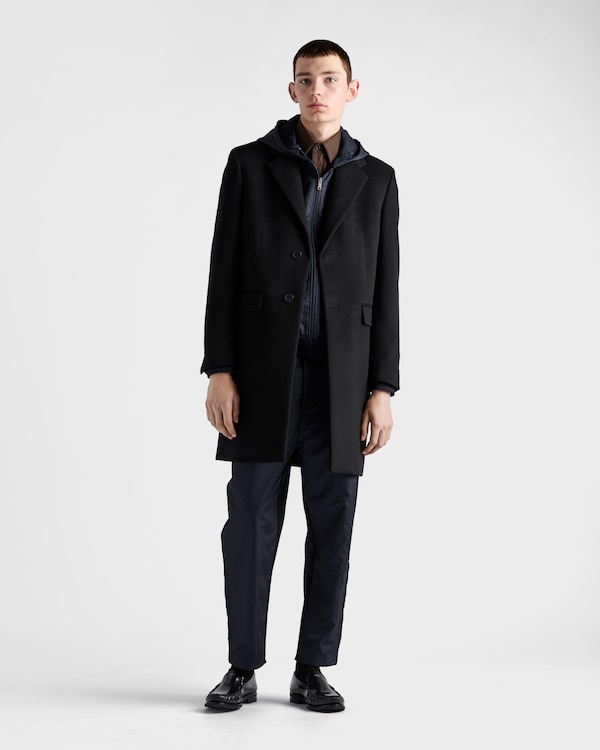 Technical cotton and Re-Nylon hoodie - Blue Technical cotton and Re-Nylon hoodie - Blue