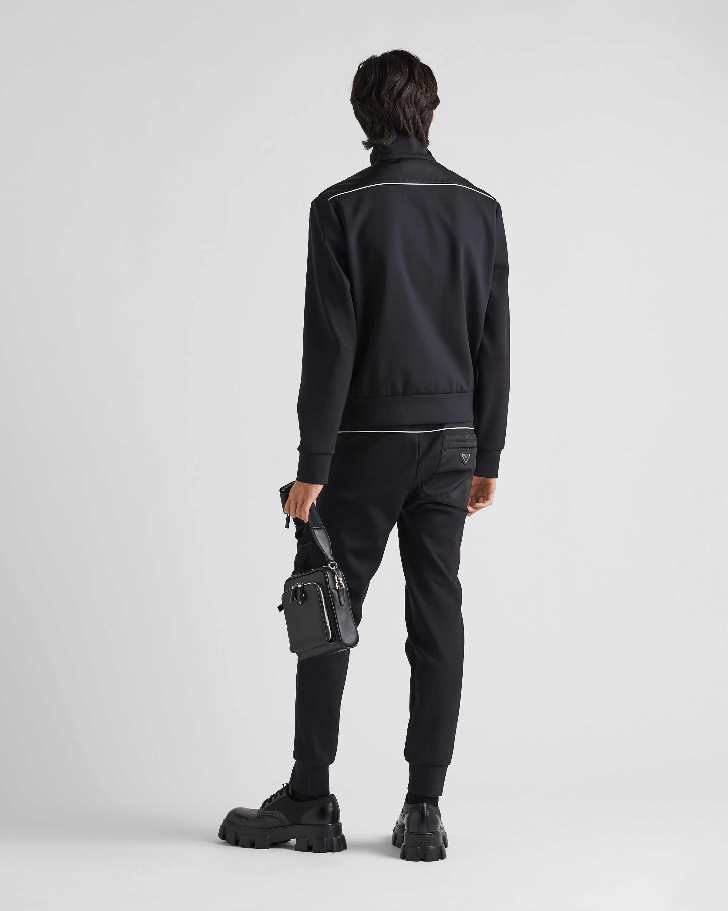ブラック/ホワイト Re-nylonディテール付 スウェットシャツ | PRADA