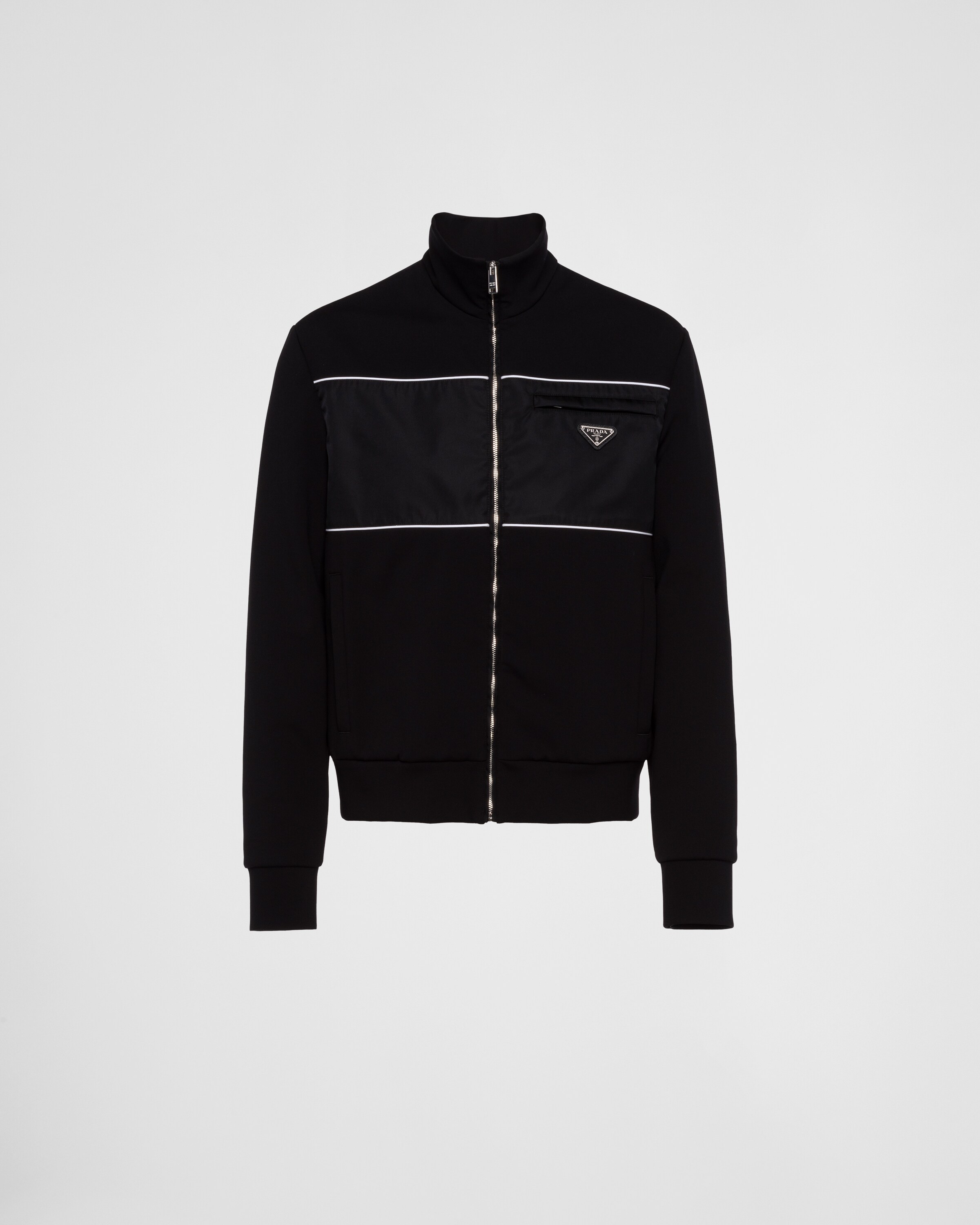 Prada Sweatshirt With Re-nylon Details, Man, Black/white, Size XL