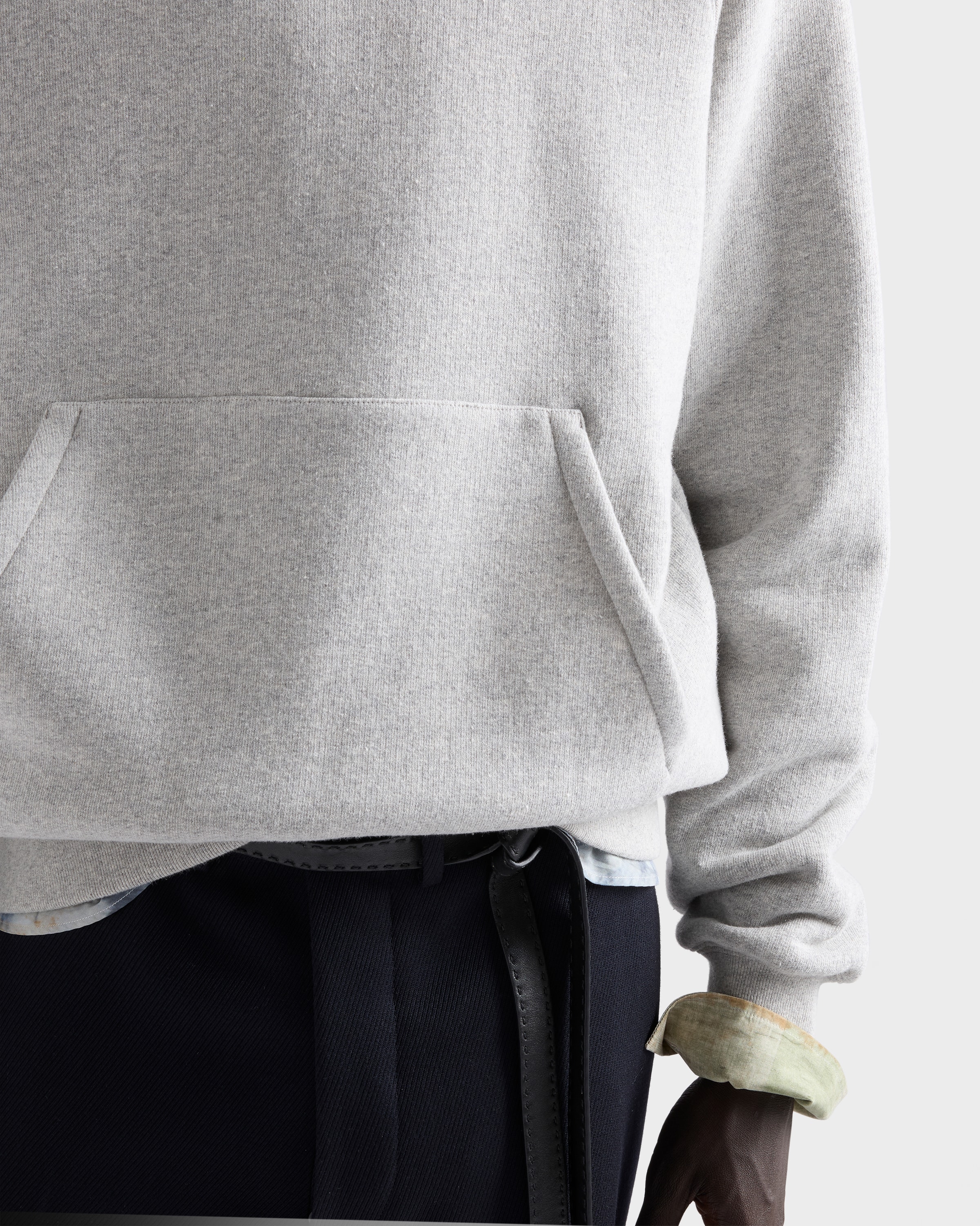 Grey Cotton Fleece Hoodie | PRADA - United States