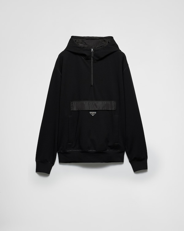 Black Technical cotton hoodie | PRADA