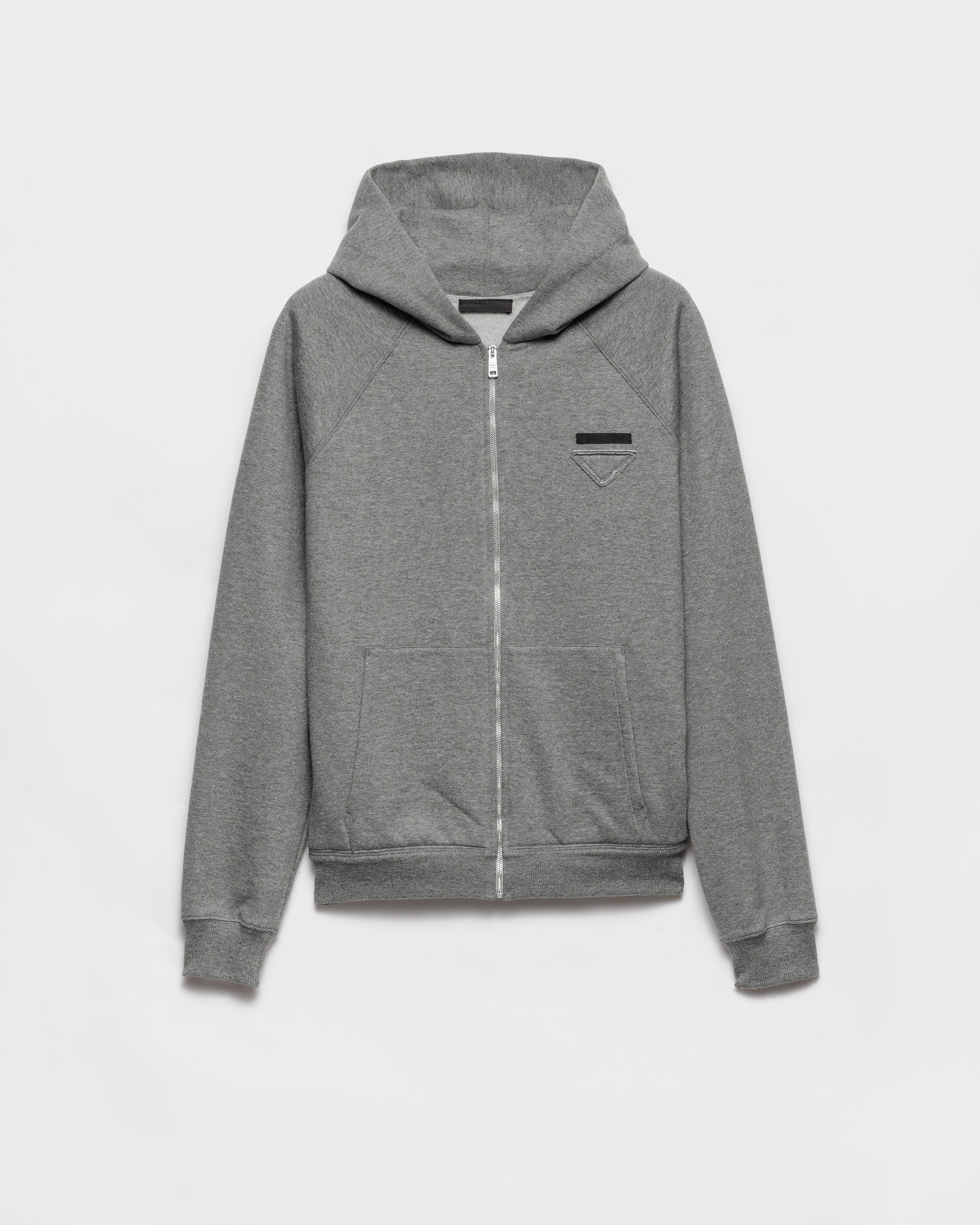 【PRADA】Zipped cashmere hooded sweater パーカ フーディ grey Grey Cashmere blend cardigan hoodie | PRADA