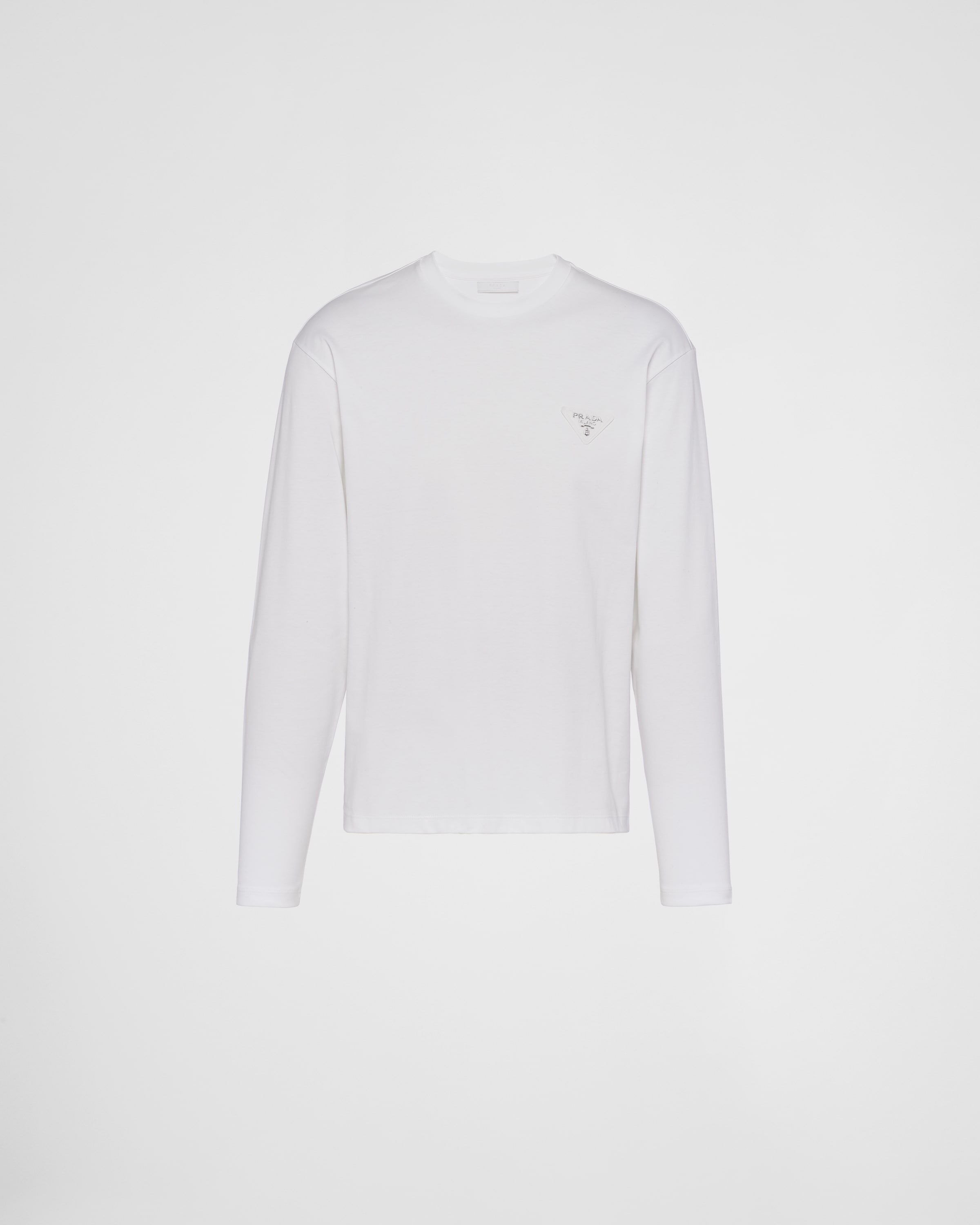 Prada Logo-patch Long-sleeve T-shirt In White