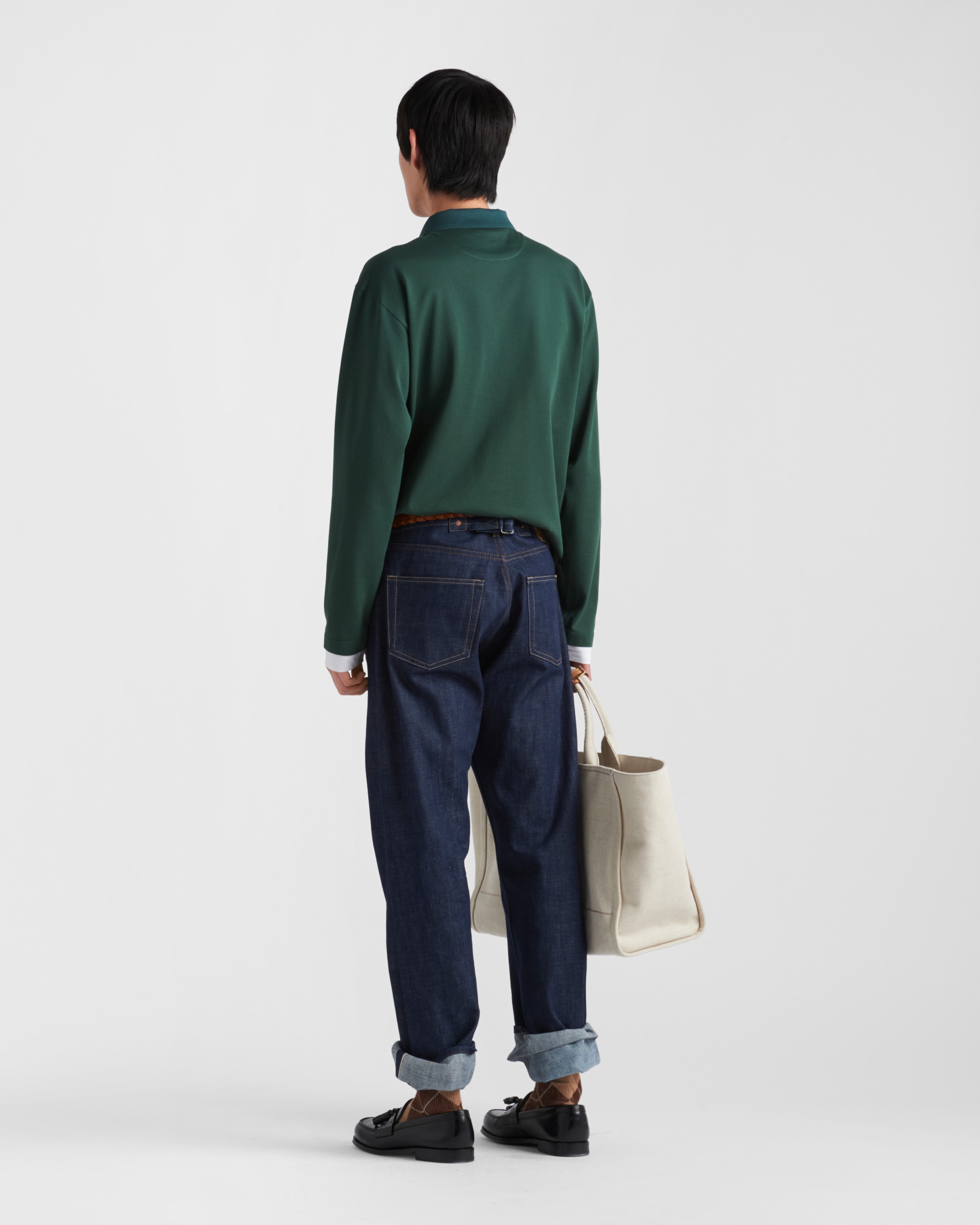 PRADA＊Long-sleeved cotton polo shirt ポロシャツ＊送料込 Prada Long Sleeved Cotton Polo Shirt | Saks Fifth Avenue
