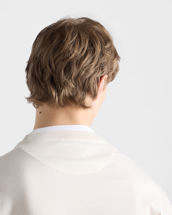 长袖棉质T恤 - 滑石色/白色 长袖棉质T恤 - 滑石色/白色