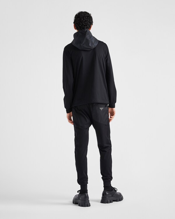 Technical cotton and Re-Nylon cardigan - Black Technical cotton and Re-Nylon cardigan - Black