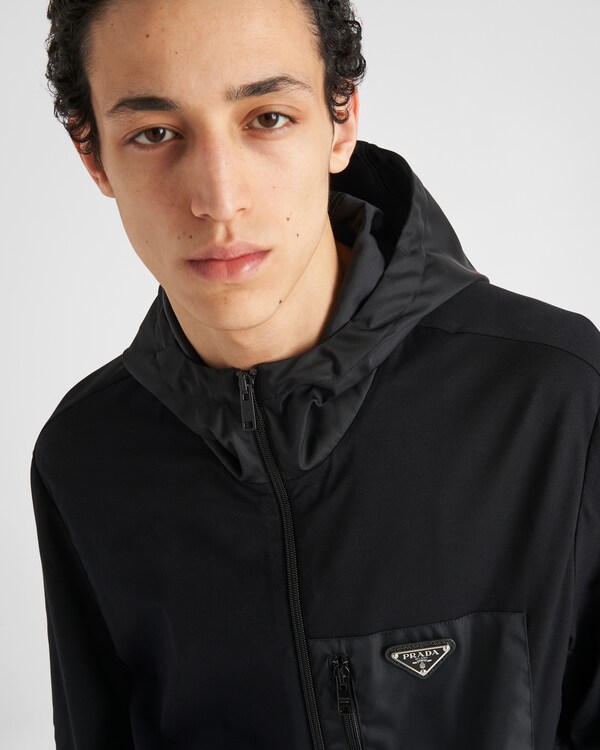 Technical cotton and Re-Nylon cardigan - Black Technical cotton and Re-Nylon cardigan - Black