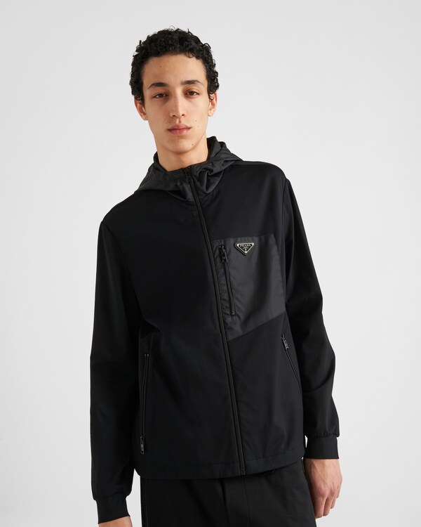 Technical cotton and Re-Nylon cardigan - Black Technical cotton and Re-Nylon cardigan - Black