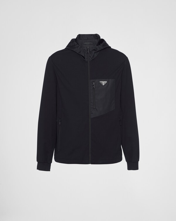 Technical cotton and Re-Nylon cardigan - Black Technical cotton and Re-Nylon cardigan - Black