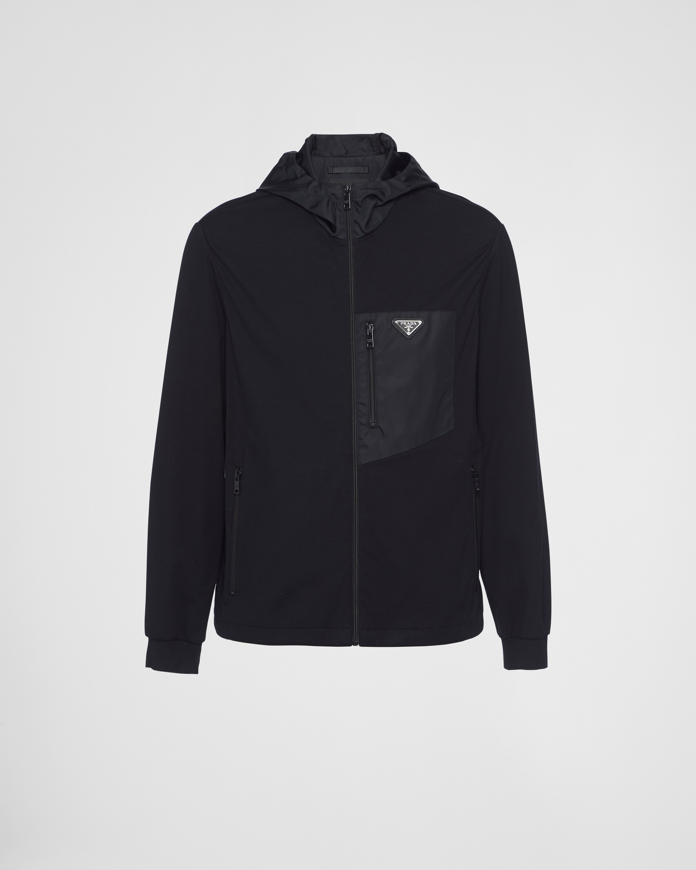 Prada Technical Cotton And Re-nylon Cardigan, Man, Black, Size XL