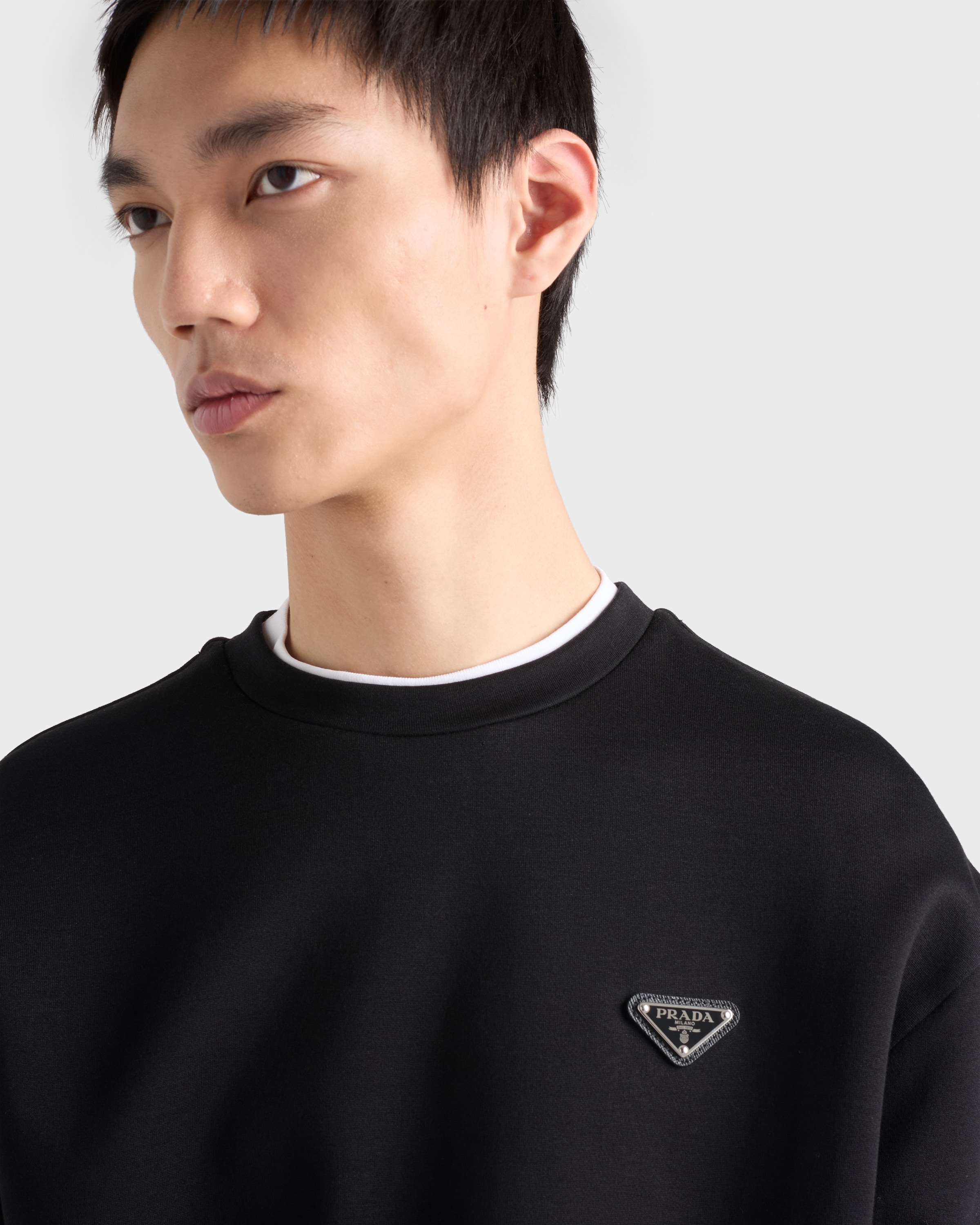ブラック テクニカルコットン スウェットシャツ | PRADA - 日本