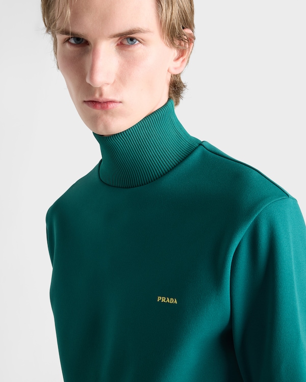 Technical fabric turtleneck sweatshirt - Bottle Green Technical fabric turtleneck sweatshirt - Bottle Green