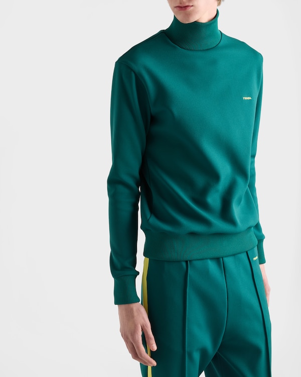 Technical fabric turtleneck sweatshirt - Bottle Green Technical fabric turtleneck sweatshirt - Bottle Green