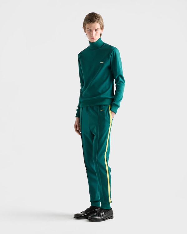 Technical fabric turtleneck sweatshirt - Bottle Green Technical fabric turtleneck sweatshirt - Bottle Green