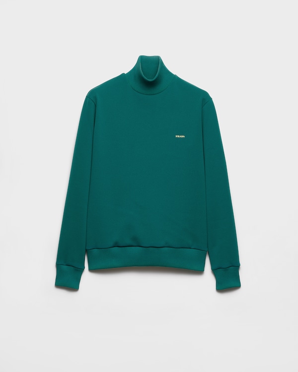 Technical fabric turtleneck sweatshirt - Bottle Green Technical fabric turtleneck sweatshirt - Bottle Green