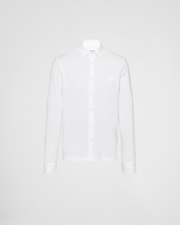 【PRADA】ストレッチコットン Tシャツ★ホワイト★L White Cotton T-shirt | PRADA