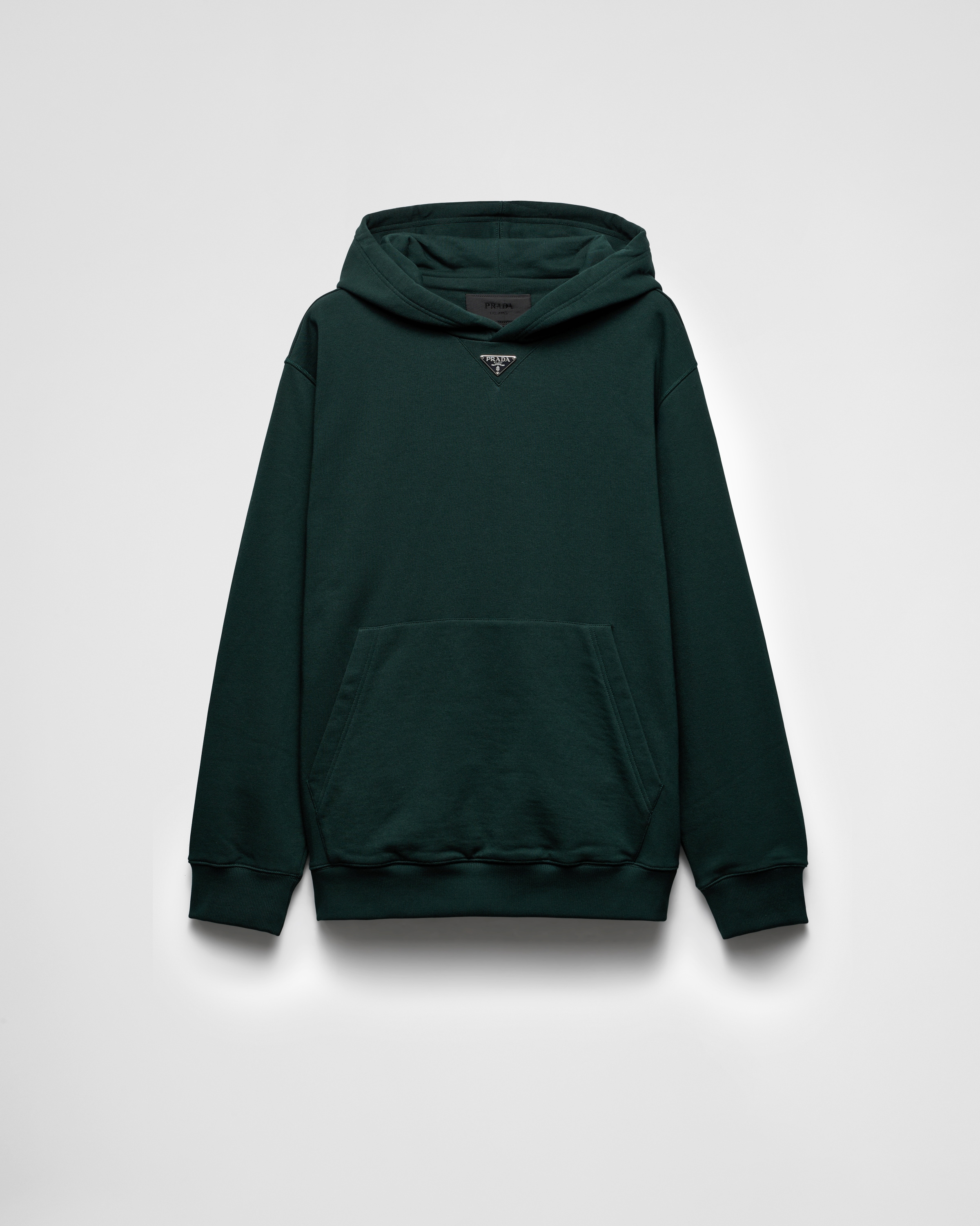 Prada Cotton Hoodie In Bottle Green