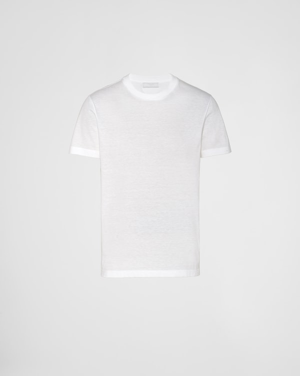 White Cotton T-shirt | PRADA